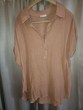 Women's Button-Down Collared Shirt in Dusty Rose 2x